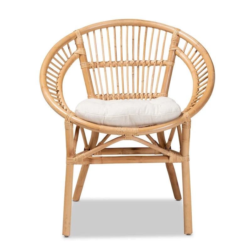 Chaise de salle à manger en rotin brun naturel bohème moderne