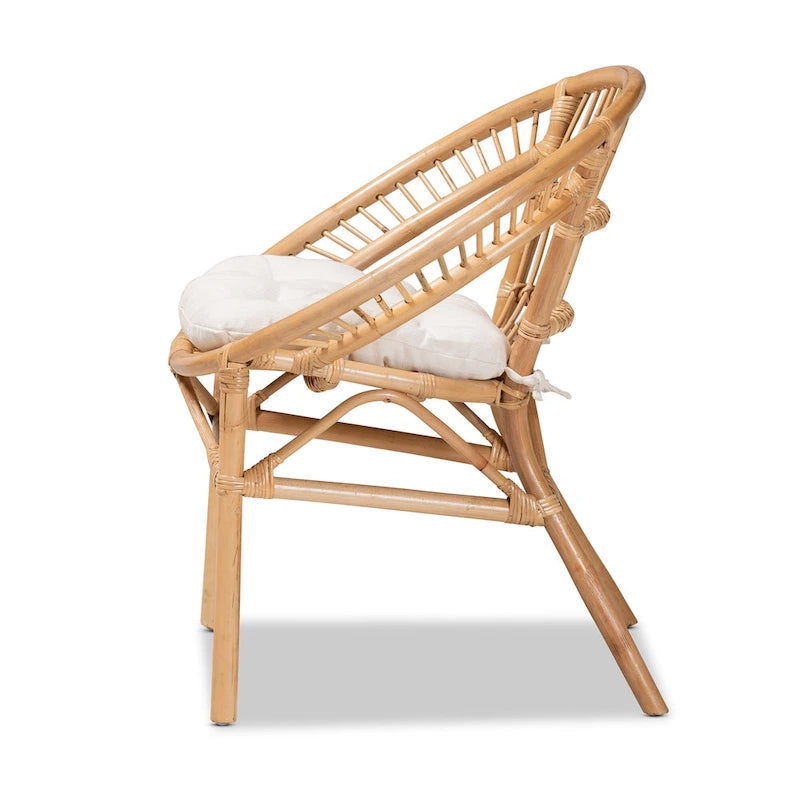 Chaise de salle à manger en rotin brun naturel bohème moderne