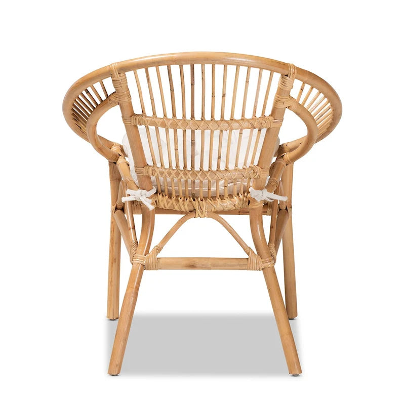 Chaise de salle à manger en rotin brun naturel bohème moderne