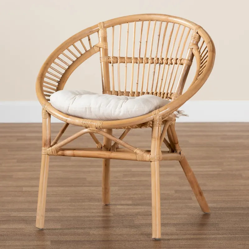 Chaise de salle à manger en rotin brun naturel bohème moderne