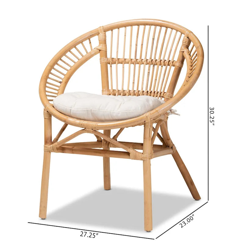 Chaise de salle à manger en rotin brun naturel bohème moderne