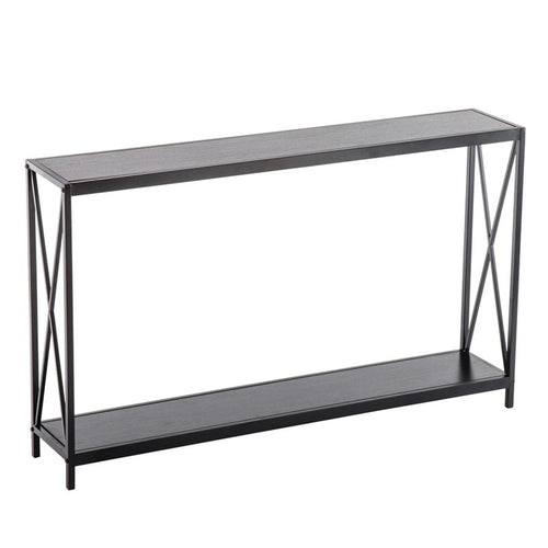 Console étroite en bois et fer forgé