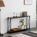 Triamine Board Cross Iron Frame Narrow Console Table