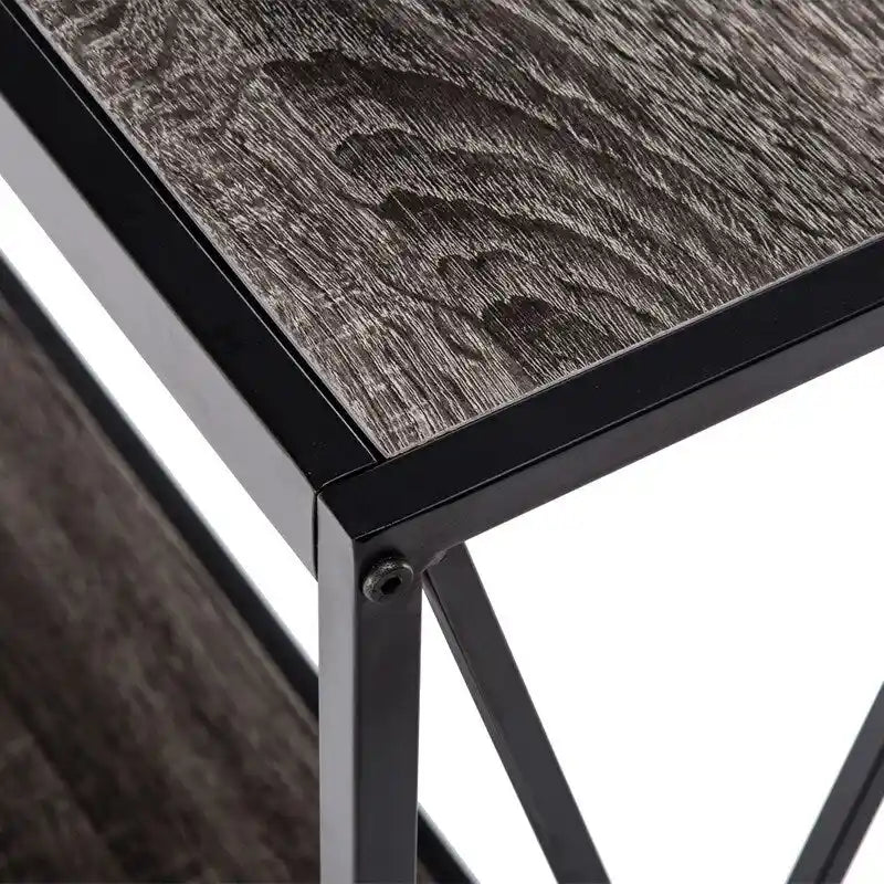 Console étroite en bois et fer forgé