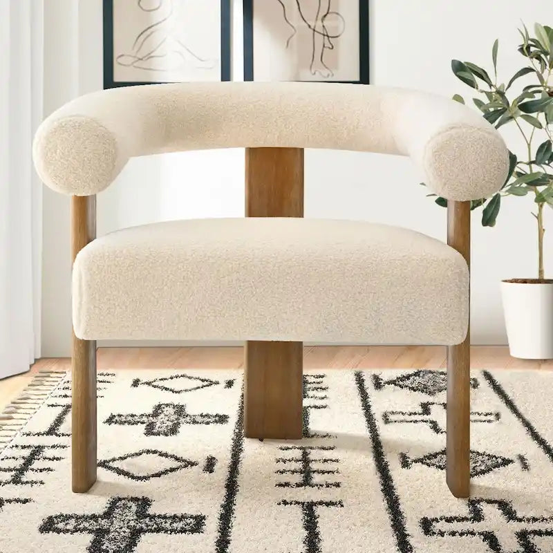 Fauteuil rembourré en bouclette