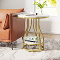 Petite table d'appoint à deux niveaux avec rangement