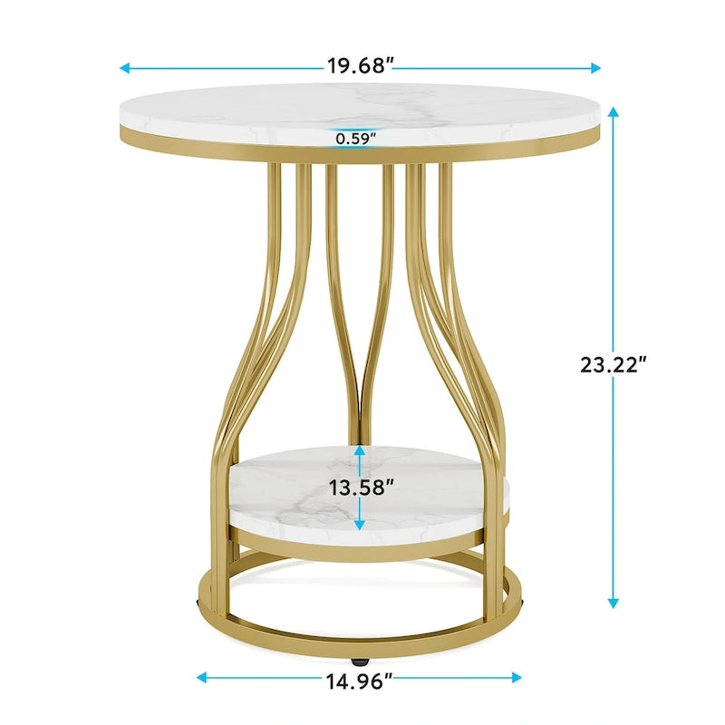 Petite table d'appoint à deux niveaux avec rangement