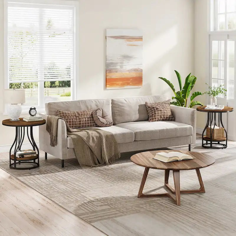 Petite table d'appoint à deux niveaux avec rangement