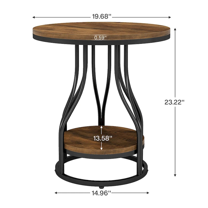 Petite table d'appoint à deux niveaux avec rangement