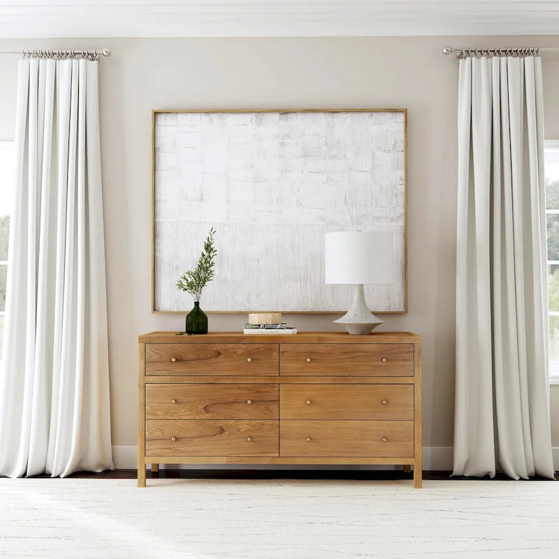 Commode large en bois à 6 tiroirs