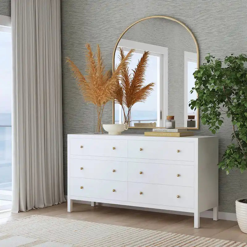 Commode large en bois à 6 tiroirs