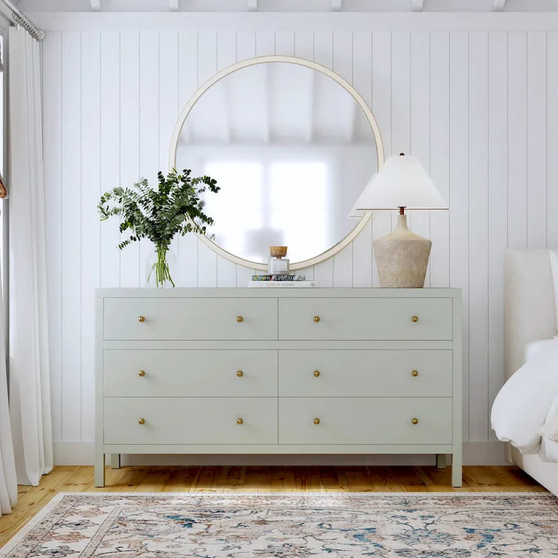 Commode large en bois à 6 tiroirs