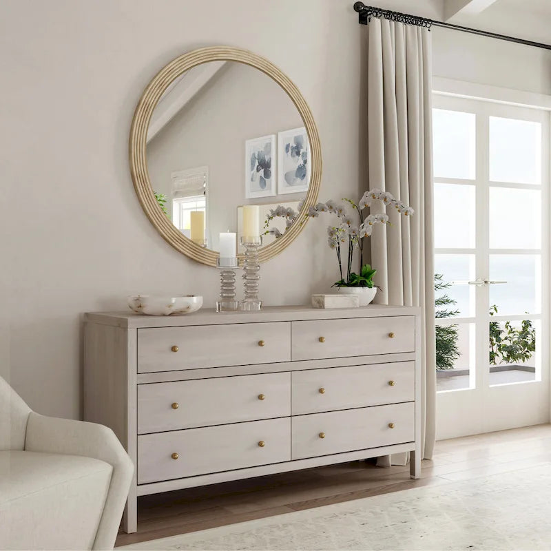 Commode large en bois à 6 tiroirs