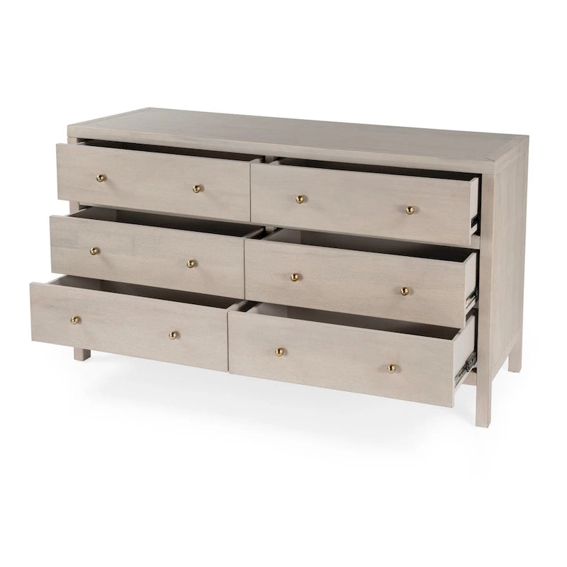 Commode large en bois à 6 tiroirs