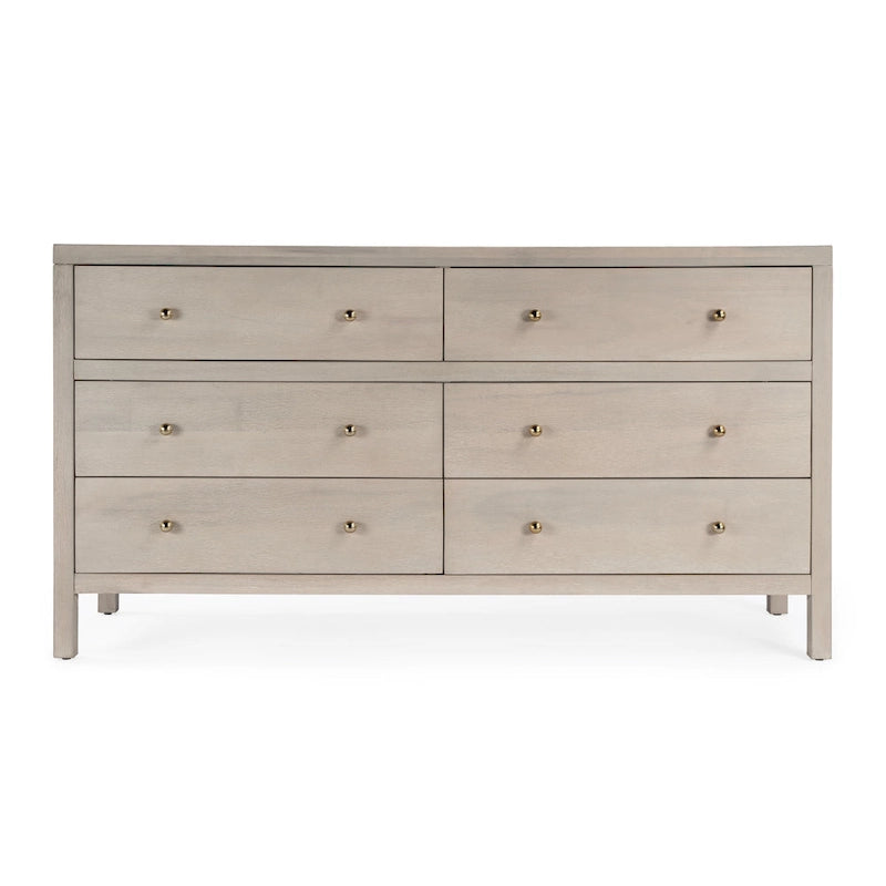 Commode large en bois à 6 tiroirs