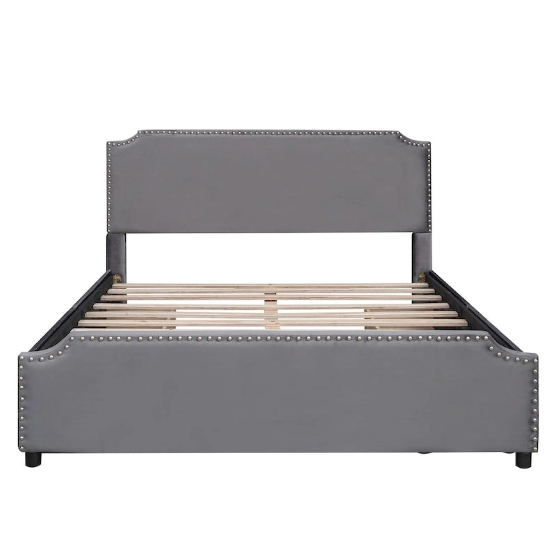 Lit plateforme capitonné en velours