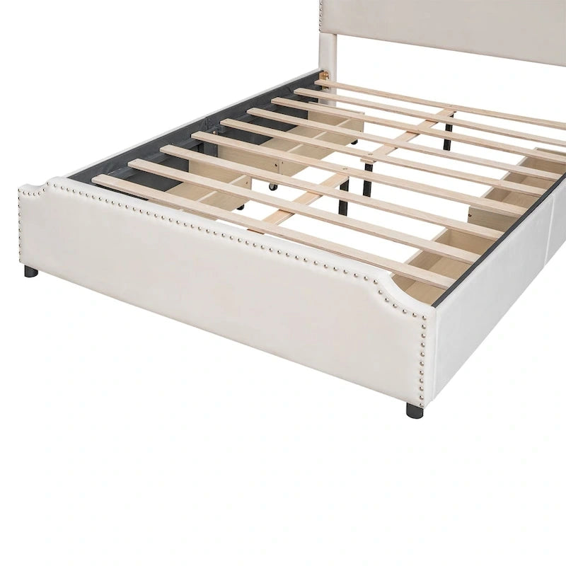 Lit plateforme capitonné en velours
