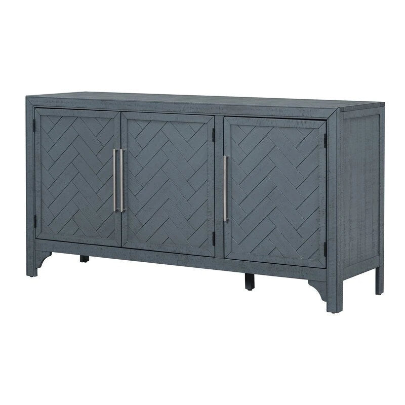Buffet de rangement avec étagères réglables et placage de pin