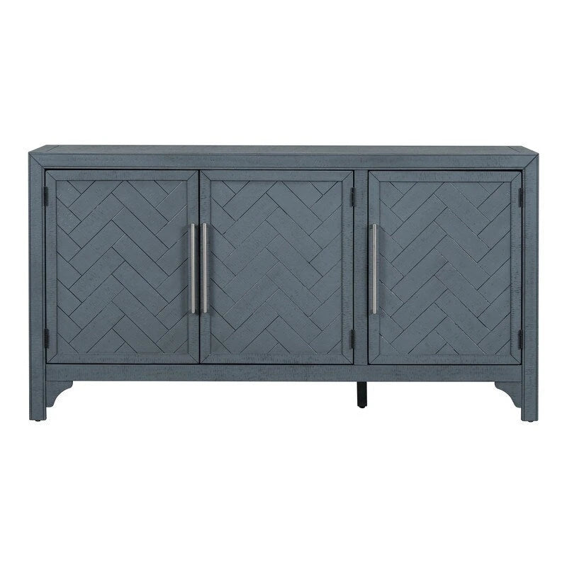 Buffet de rangement avec étagères réglables et placage de pin