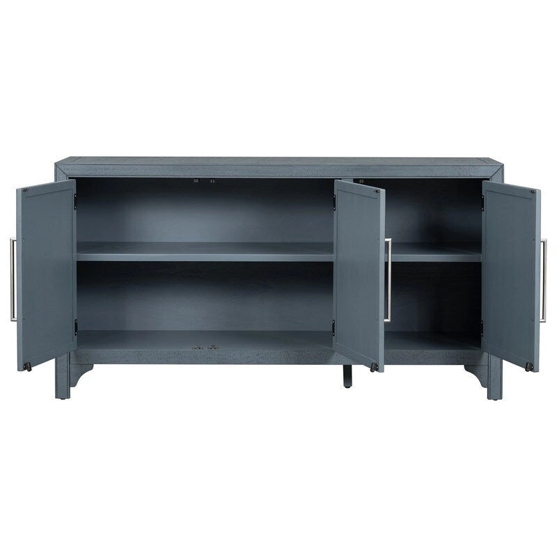 Buffet de rangement avec étagères réglables et placage de pin