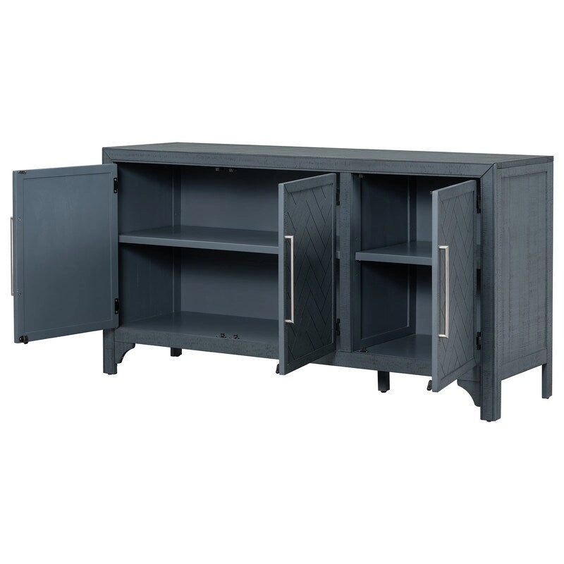 Buffet de rangement avec étagères réglables et placage de pin