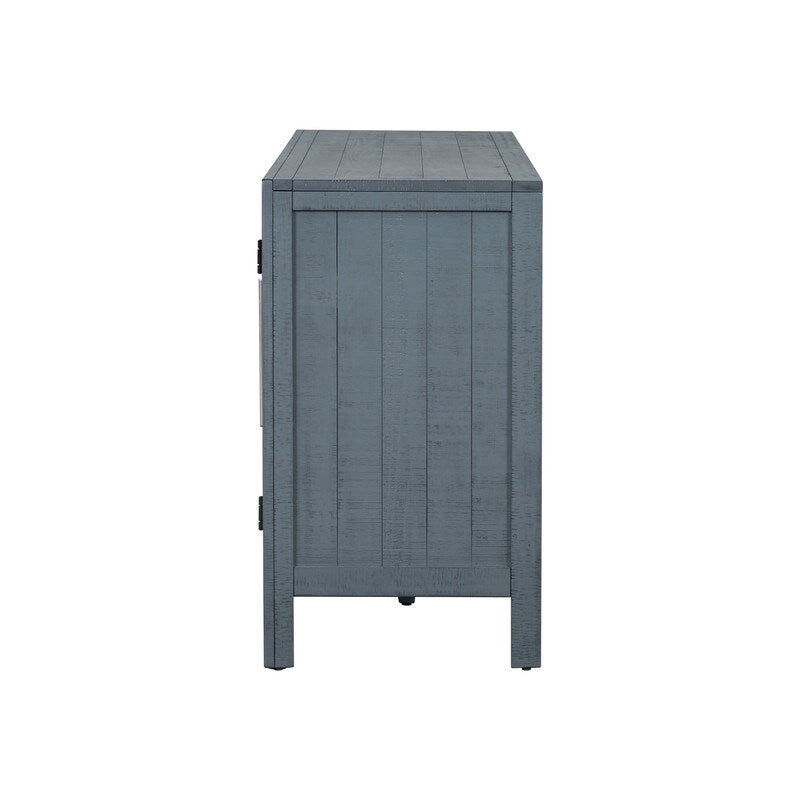 Buffet de rangement avec étagères réglables et placage de pin