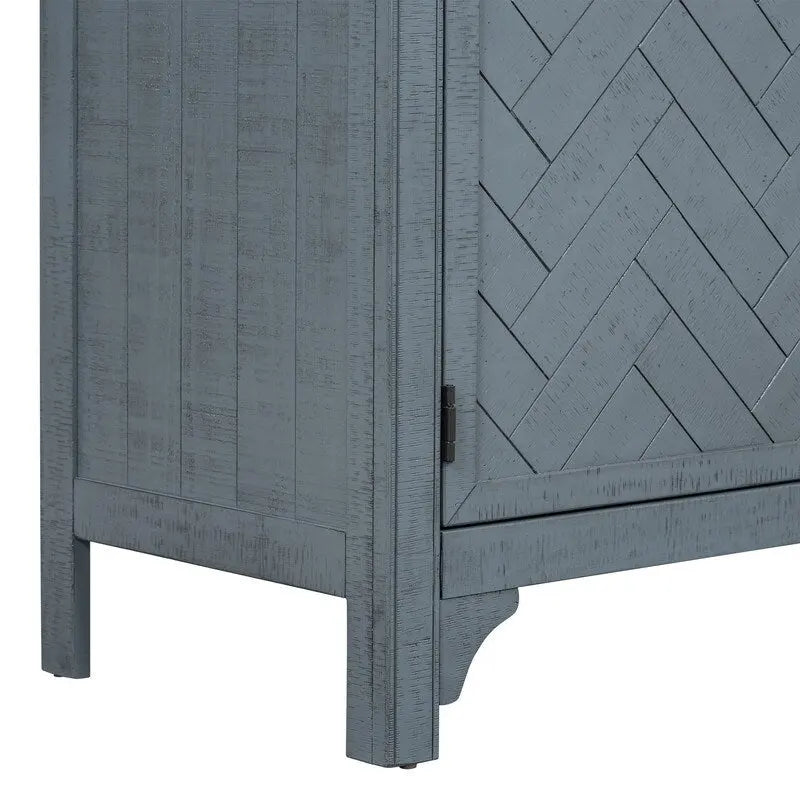 Buffet de rangement avec étagères réglables et placage de pin
