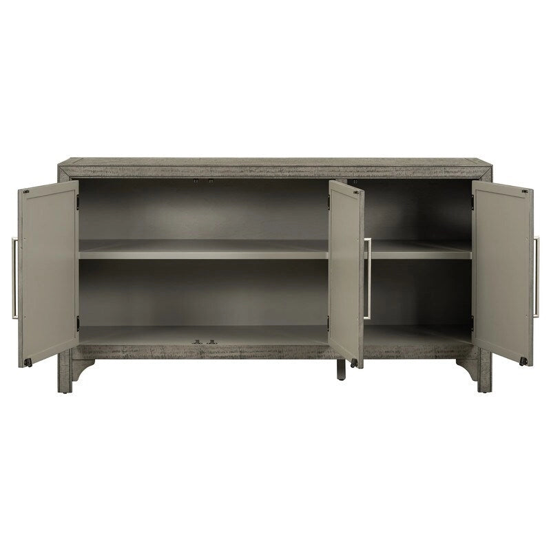 Buffet de rangement avec étagères réglables et placage de pin