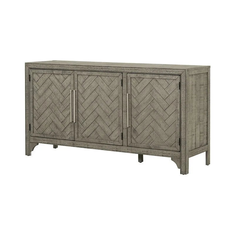 Buffet de rangement avec étagères réglables et placage de pin