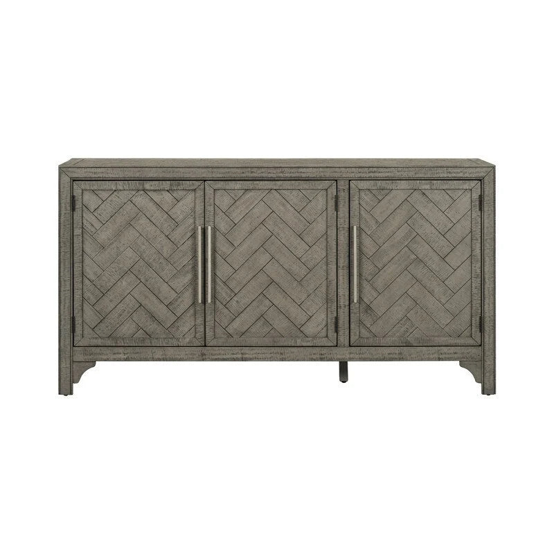 Buffet de rangement avec étagères réglables et placage de pin