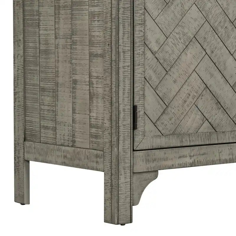 Buffet de rangement avec étagères réglables et placage de pin
