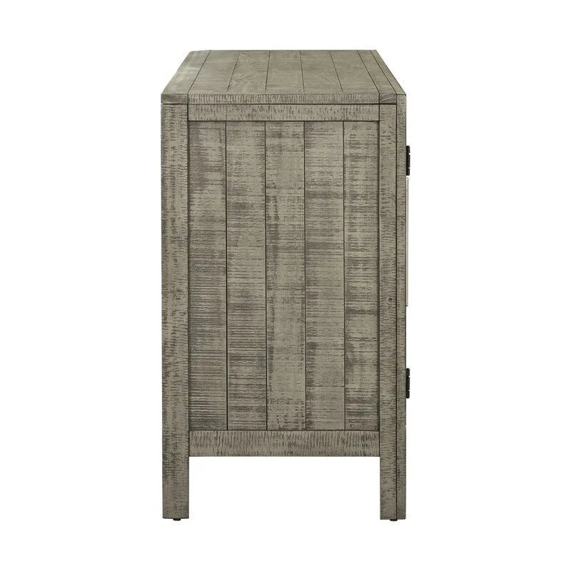 Buffet de rangement avec étagères réglables et placage de pin