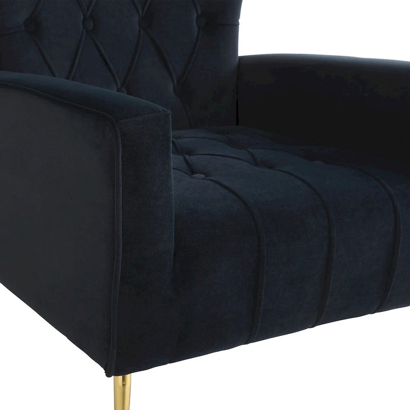 Fauteuil à oreilles tapissé avec pouf