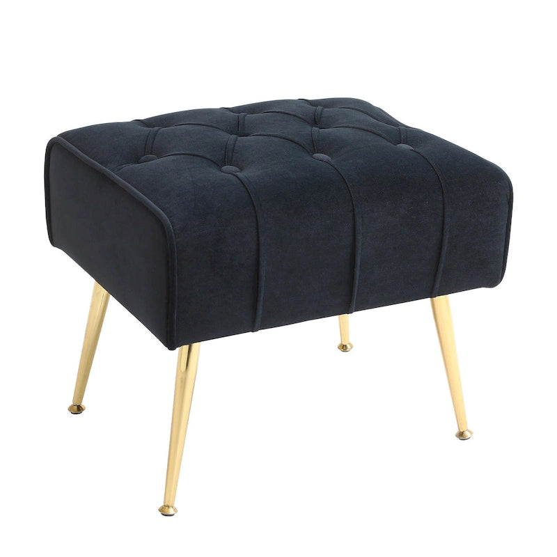 Fauteuil à oreilles tapissé avec pouf