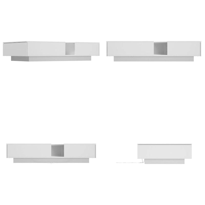 Fonctionnalité et élégance : Table basse moderne à LED avec plateau en verre