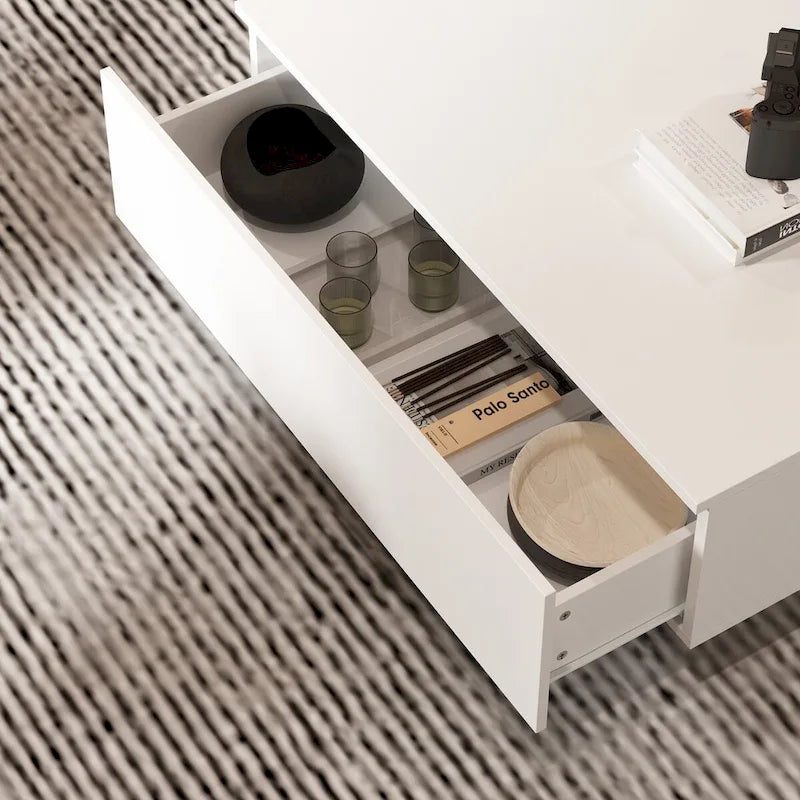 Fonctionnalité et élégance : Table basse moderne à LED avec plateau en verre