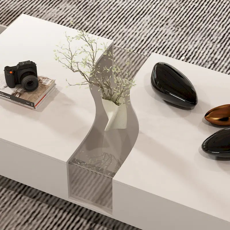Fonctionnalité et élégance : Table basse moderne à LED avec plateau en verre