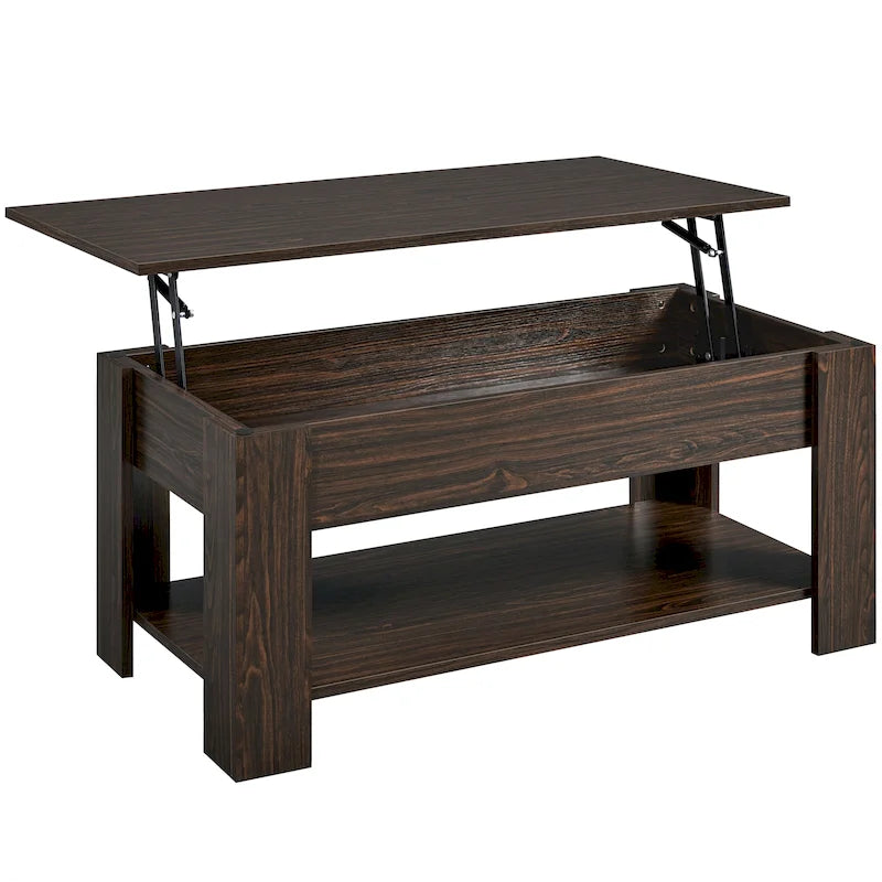 Table basse relevable avec étagère pour salon