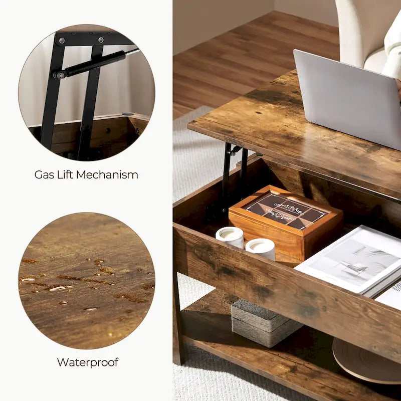 Table basse relevable avec étagère pour salon