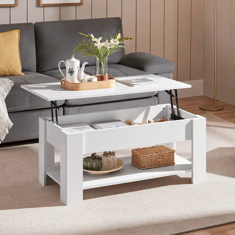 Table basse relevable avec étagère pour salon