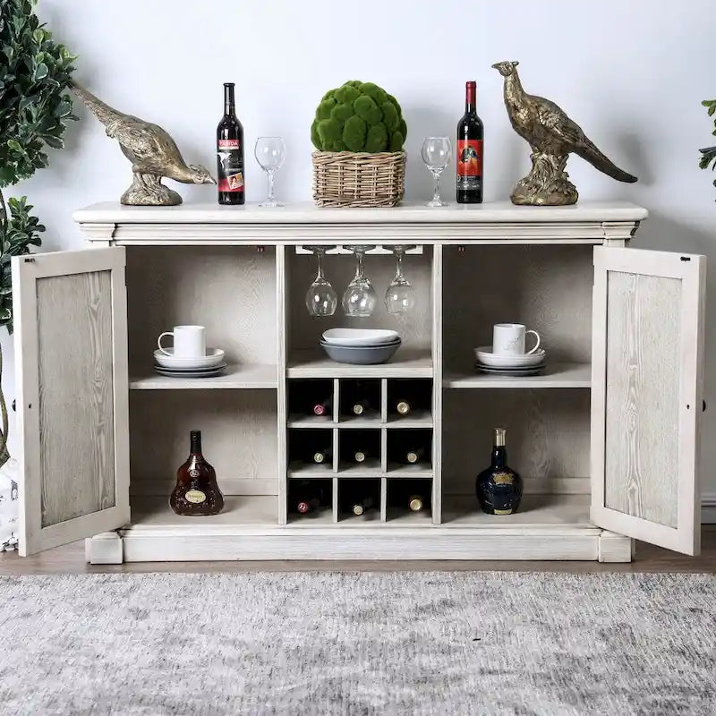 Buffet rustique en bois blanc à 5 étagères