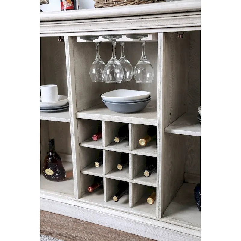 Buffet rustique en bois blanc à 5 étagères