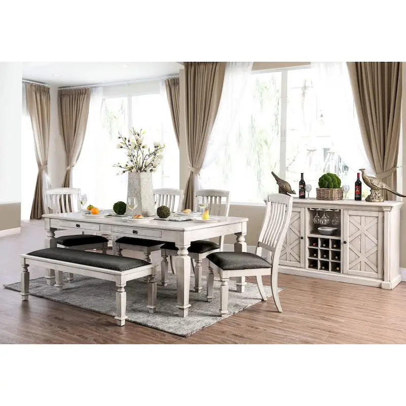 Buffet rustique en bois blanc à 5 étagères