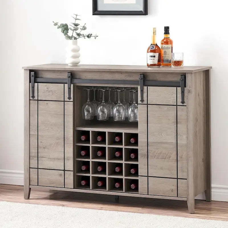 Buffet bahut de bar à vin de ferme avec casier à vin pour 16 bouteilles