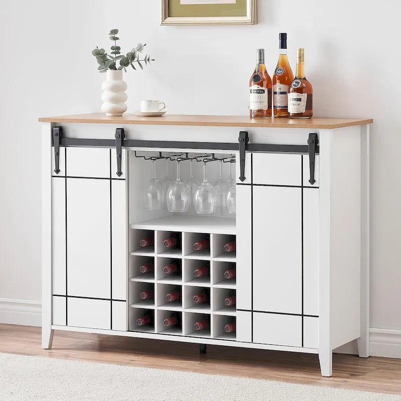 Buffet bahut de bar à vin de ferme avec casier à vin pour 16 bouteilles