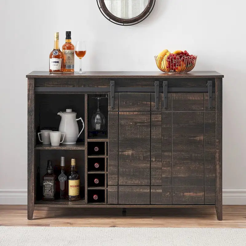 Buffet bahut de bar à vin de ferme avec casier à vin pour 16 bouteilles