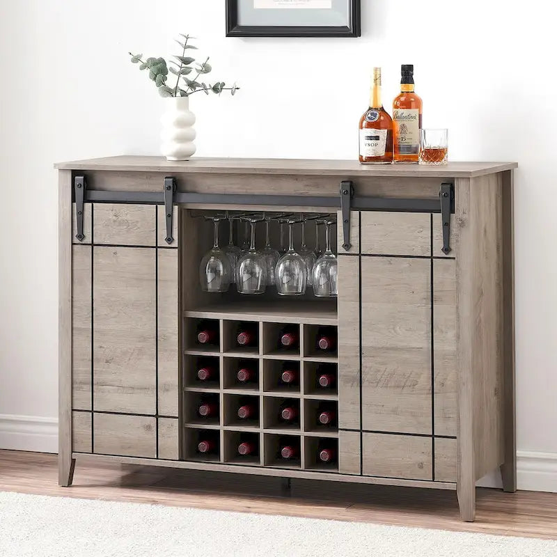 Buffet bahut de bar à vin de ferme avec casier à vin pour 16 bouteilles