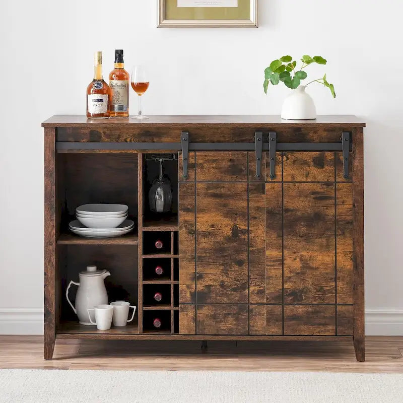 Buffet bahut de bar à vin de ferme avec casier à vin pour 16 bouteilles