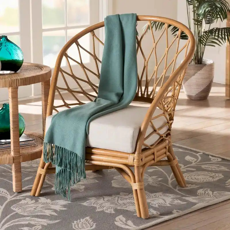 Chaise d'appoint Bohème en rotin couleur miel