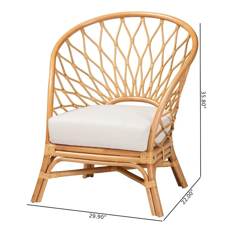 Chaise d'appoint Bohème en rotin couleur miel